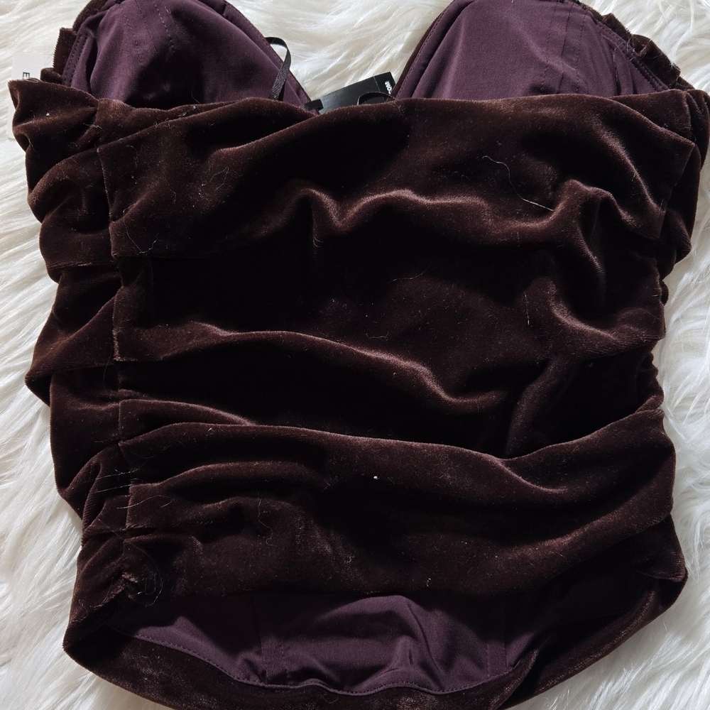 Express Rich Brown Velvet Top - Picture 2 of 4